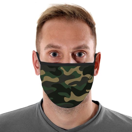 Máscara de Tecido com 4 Camadas Lavável Adulto - Militar - Mask4all