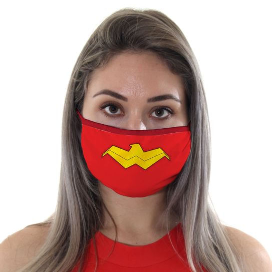 Máscara de Tecido com 4 Camadas Lavável Adulto - Mulher Maravilha - Mask4all