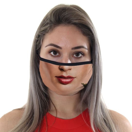 Máscara de Tecido com 4 Camadas Lavável Adulto - Rosto Mulher Maravilha - Mask4all