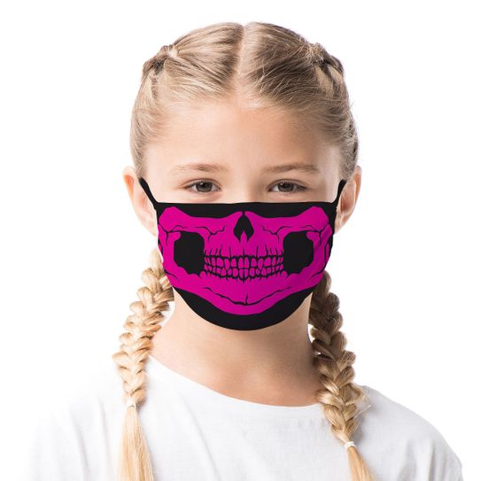 Máscara de Tecido com 4 Camadas Lavável Infantil - Caveira Pink - Mask4all M