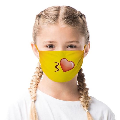 Máscara de Tecido com 4 Camadas Lavável Infantil - Emoji Beijo - Mask4all M