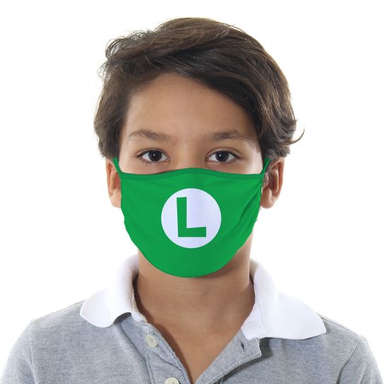 Máscara de Tecido com 4 Camadas Lavável Infantil - Luigi - Mask4all M