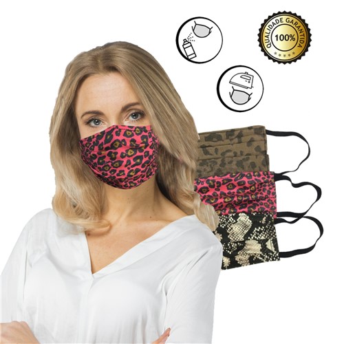 Máscara de Tecido na Fabrica 100% Algodão Estampa Fashion Oncinha