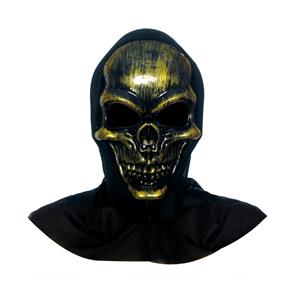 Máscara de Terror Caveira Ouro Acessório Carnaval Fantasia - Dourado