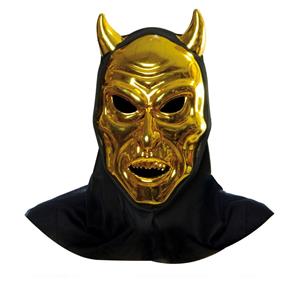 Máscara de Terror Lucifer Ouro Acessório Carnaval Fantasia - Dourado