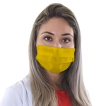 Máscara de TNT Dupla Camada Lavável Adulto - Amarelo
