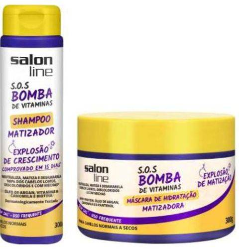 Máscara e Shampoo Matizador S.o.s Bomba Salon Line