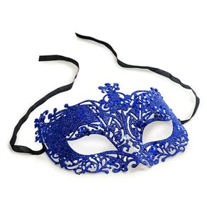 Máscara Elegância Arabesco Acessório Carnaval Azul - Azul