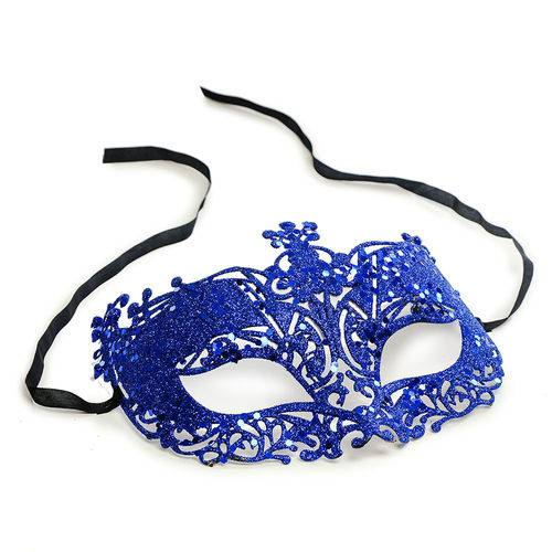 Máscara Elegância Arabesco Acessório Carnaval Azul