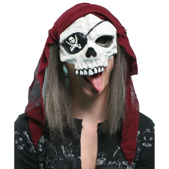 Mascara Esqueleto com Lenço e Cabelo