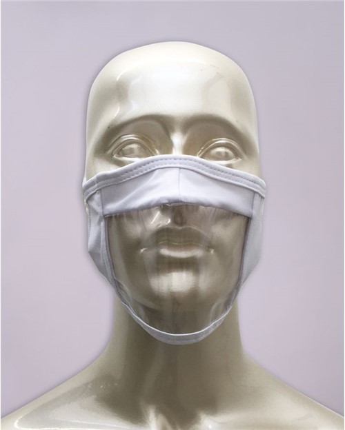 Máscara Fabiola Molina em Tecido e Material Plástico Branco para Proteção Individual