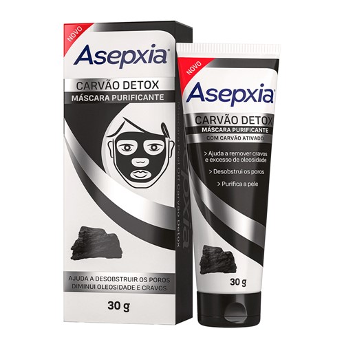 Máscara Facial Asepxia Carvão Detox 30g