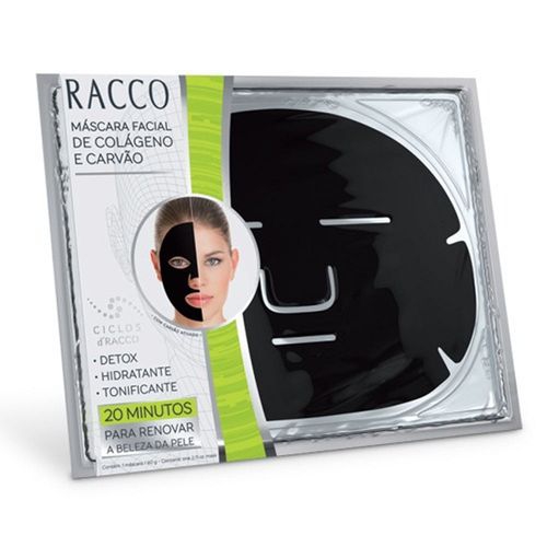 Máscara Facial de Colágeno e Carvão Ciclos Racco Detox Hidratante Tonificante 60g Racco