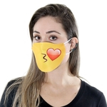Máscara Facial de Proteção de Rosto Adulto - Unissex - Emoji Beijo