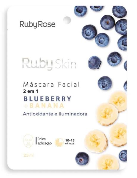 Mascara Facial de Tecido Blueberry e Banana Ruby Rose - Unidade