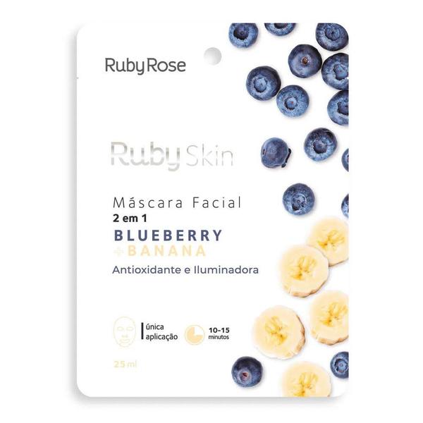 Máscara Facial de Tecido Blueberry e Banana Skin - Ruby Rose - Ruby Skin
