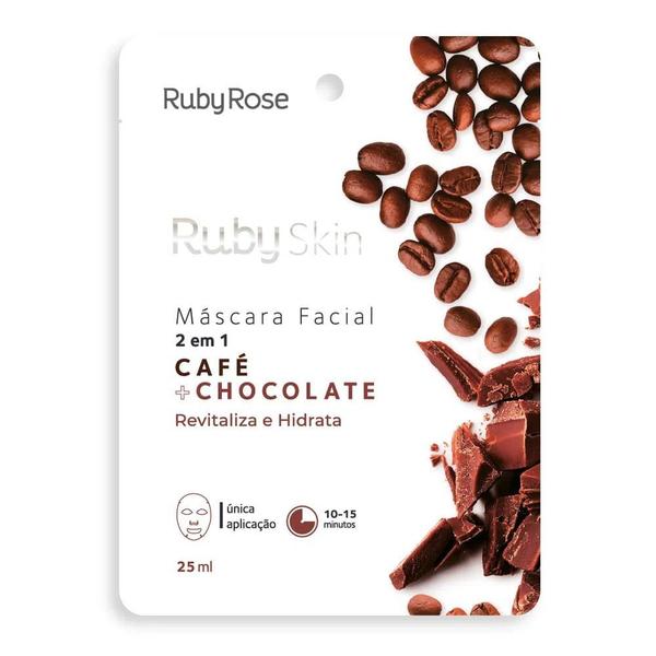 Máscara Facial de Tecido Café e Chocolate Skin - Ruby Rose