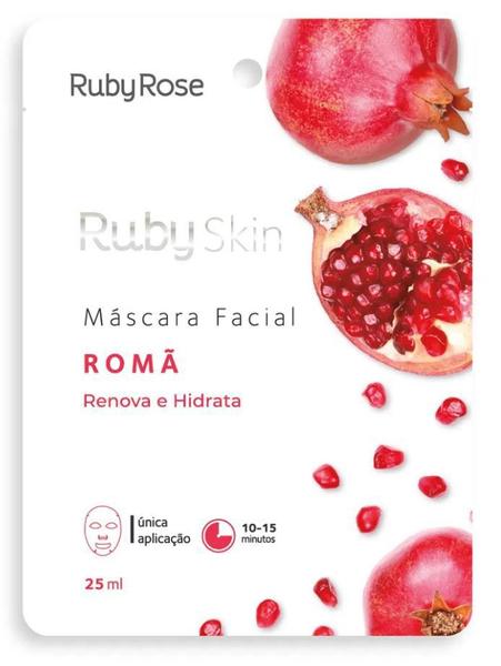 Mascara Facial de Tecido Romã Ruby Rose - Unidade