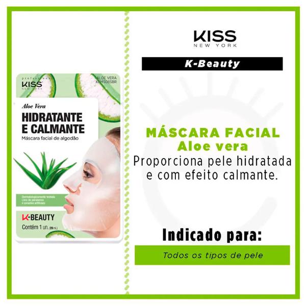 Máscara Facial Kiss New York Hidratante e Calmante Aloe Vera 1 Unidade