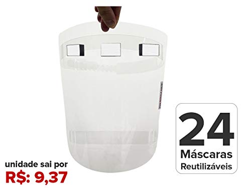Máscara Facial Protetora – Reutilizável –Kit com 24 Unidades