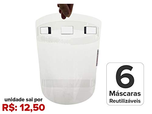 Máscara Facial Protetora – Reutilizável – Kit com 6 Unidades