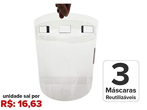 Máscara Facial Protetora – Reutilizável – Kit com 3 Unidades