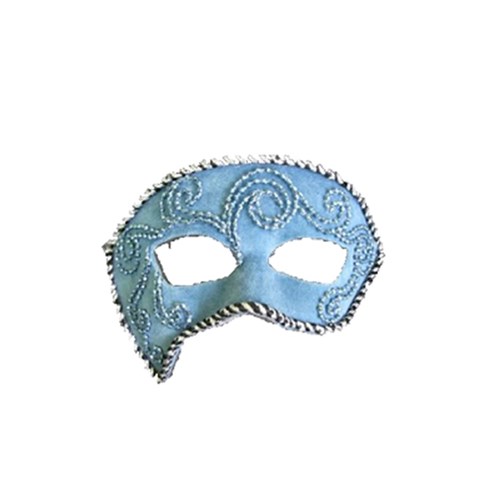 Máscara Flávius Luxo - Tecido Veludo - Pedras e Adornos - Azul Claro -