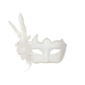 Máscara Flor Branca Acessório Carnaval Fantasia - Branco