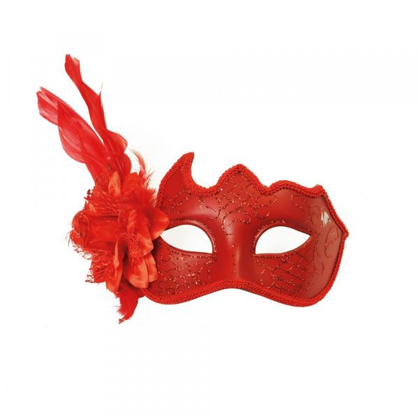 Máscara Flor Vermelha Acessório Carnaval Fantasia - Cromus