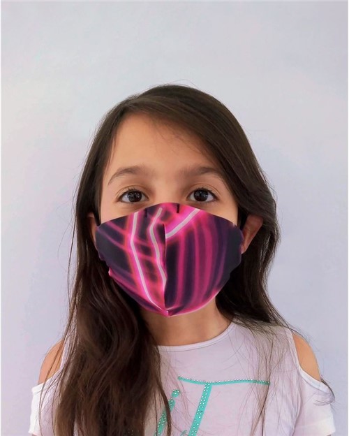Máscara Infantil Fabiola Molina em Tecido Laser Pink para Proteção Individual Lavável