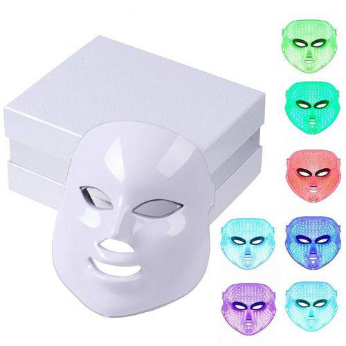Máscara Led Estética Facial Fototerapia 7 Cores em 1 Anti-acne Anti-rugas Tratamento de Cicatrização Importado Original