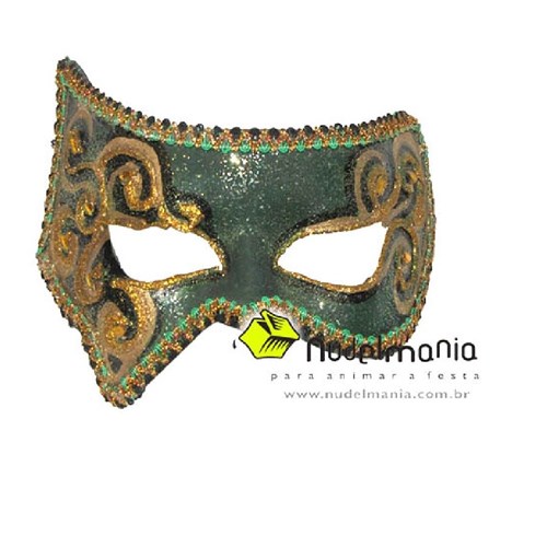 Máscara Maurus - E.v.a. - Pedras e Adornos - Verde/ Ouro - Unidade