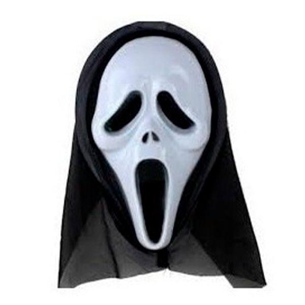 Máscara Pânico de Plástico P/ Festa Halloween C/ Capuz - Bwx