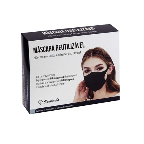 Máscara Protetora Facial Reutilizável Preto 10 Unidades