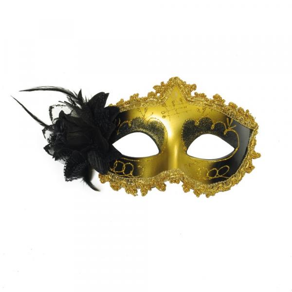 Máscara Requinte Ouro Acessório Carnaval Fantasia - Cromus