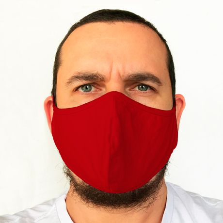 Máscara Reutilizável de Malha (2 Camadas) - Vermelha Lisa - Média