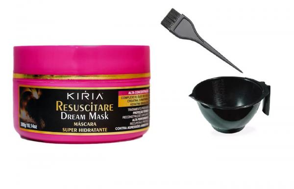 Máscara Super Hidratante Resuscitare Dream Mask Kiria Hair 300g + Kit Cumbuca e Pincel
