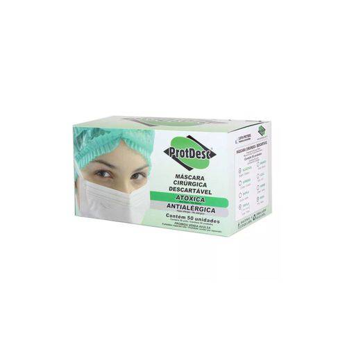 Máscara Tripla Descartável com Elástico Protdesc (caixa 50 Unidades) - Rosa
