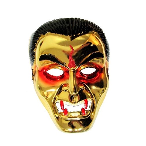 Máscara Vampiro Metalizada - Ouro - Plástico - Unidade