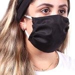 Máscaras 10 Unidades Tecido Duplo Algodão + TNT Reutilizável - Lavável Preta