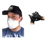 2 Máscaras de Proteção Facial Nariz e Boca Unissex Tecido Lavável + Luvas