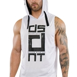 Masculino Casual capuz mangas Colete Stylish Vest Tops presente fitness Sports Wear (quente)