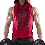 Masculino Casual capuz mangas Colete Stylish Vest Tops presente fitness Sports Wear