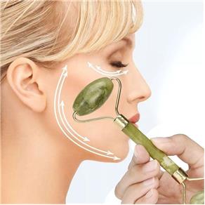 Massageador Facial Pedra Jade Rolo Massoterapia Anti Estresse e Anti Rugas