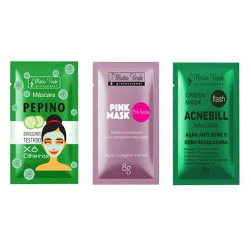 Matto Verde Máscara Facial - Máscara Pink Mask + Máscara Acnebill + Máscara Pepino