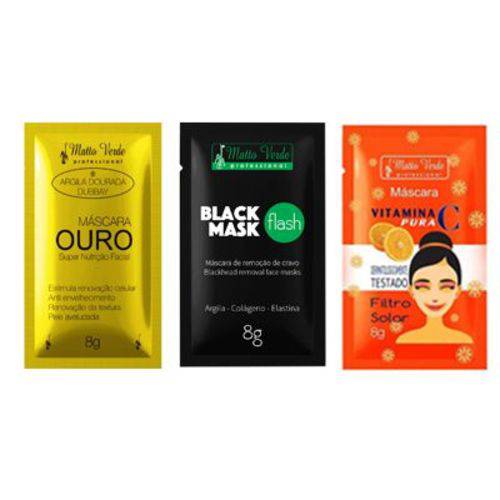 Matto Verde Máscara Facial - Máscara Viatmina C + Máscara Ouro + Máscara Black Mask