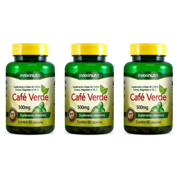 Maxinutri Café Verde + Colina, Cromo, Magnésio e Vitamina C C/60 (kit C/03)