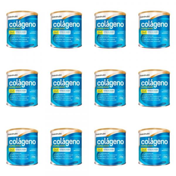 Maxinutri Colágeno Hidrolisado 2em4 Natural 250g (Kit C/12)