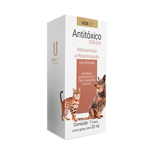 Medicamento Antitoxico Oral Ucb para Cães e Gatos 20Ml