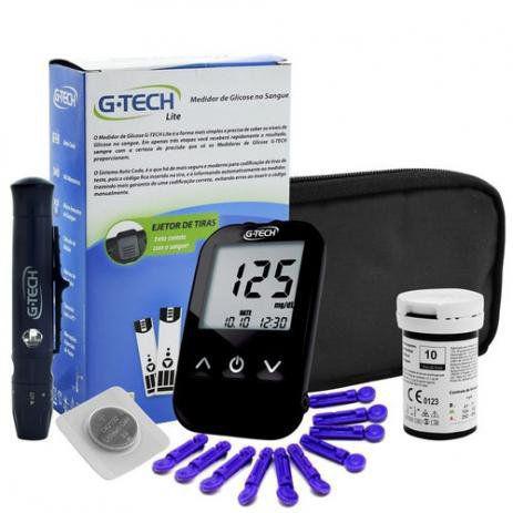 Medidor de Glicose G Tech Free Lite - Kit Completo MAIS 1 Caixa de Tiras com 50 Unidades - Gtech